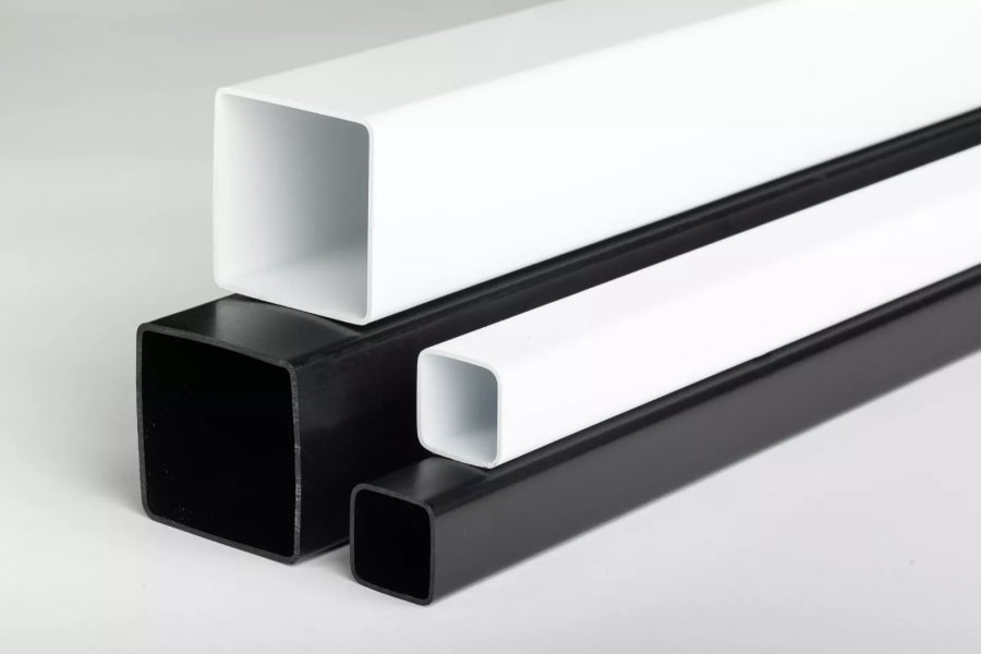 Plastic Box Section Square Tube - 1m & 2.5m Length – Black & White Durable PVC