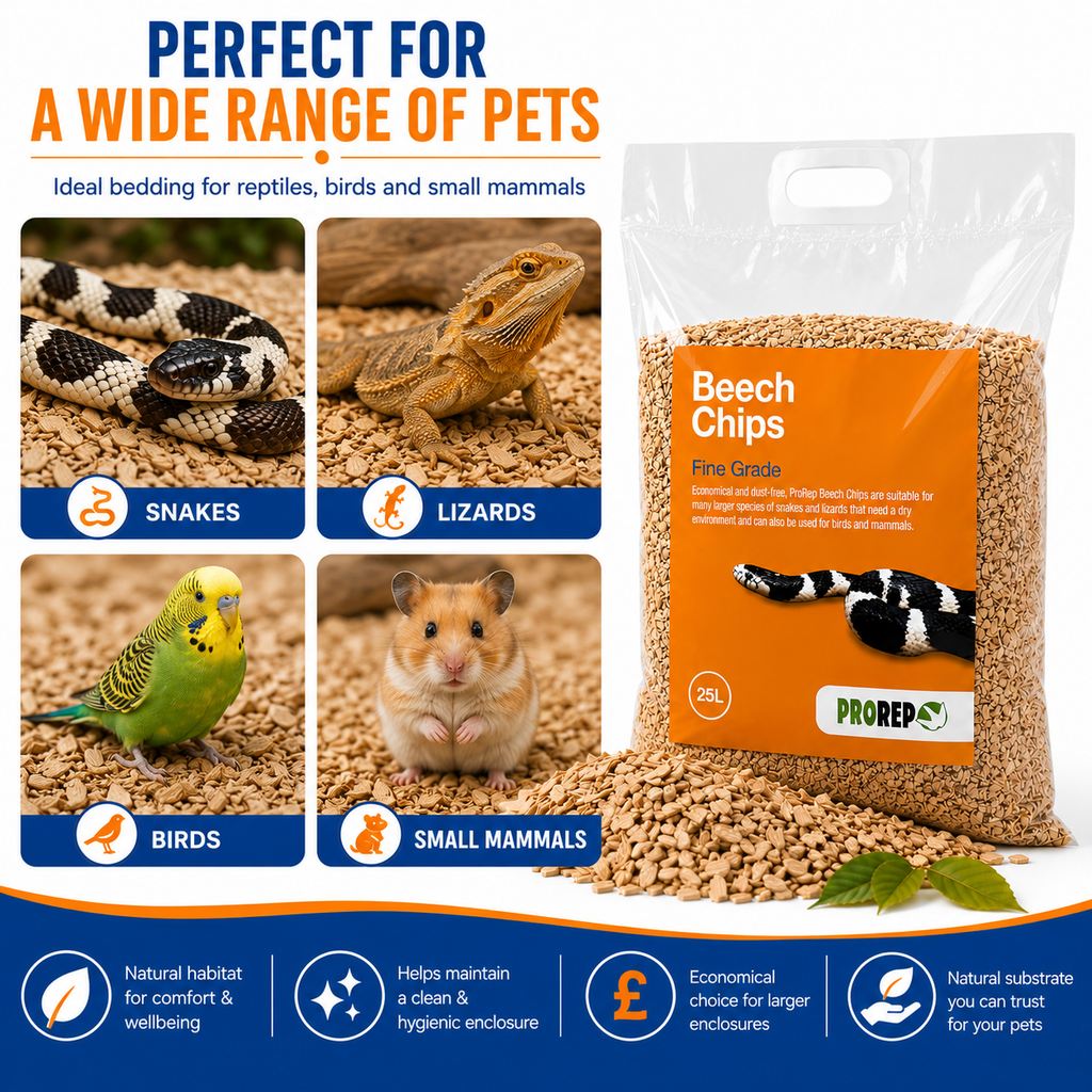ProRep Beech Chips Fine 25L Natural Reptile Substrate 3-6mm Bedding