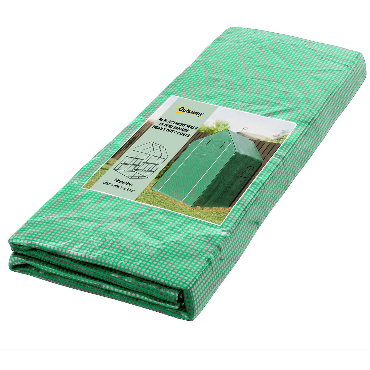 55" x 56.25" x 74.75" Greenhouse Replacement Cover, Green