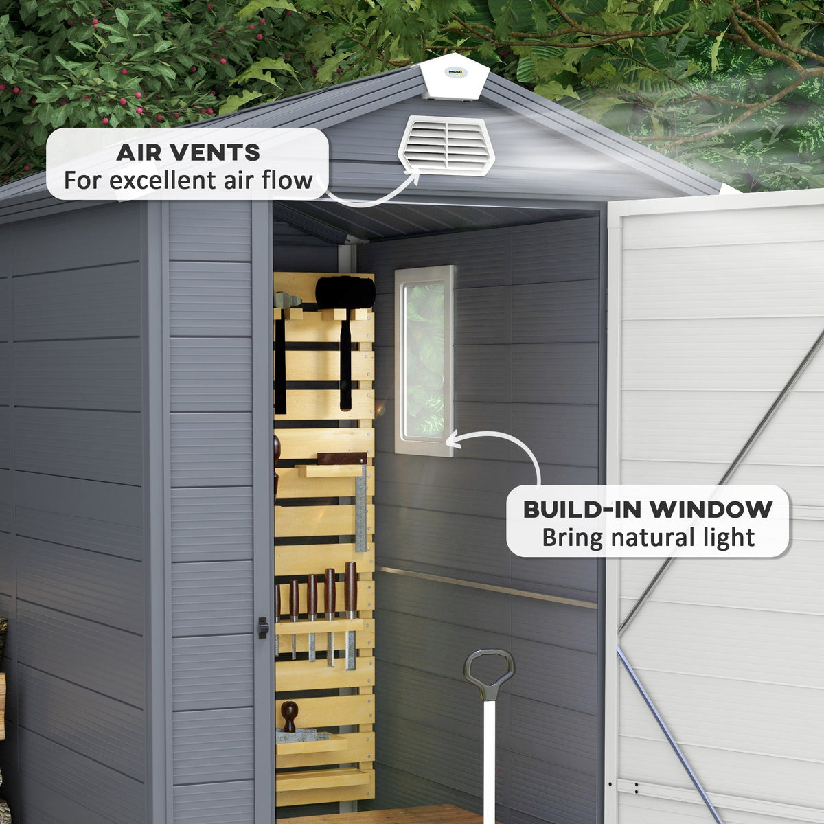 ResiHaven 4.5' x 6' Aluminum Frame Storage Shed with Galvanized Foundation, Light Grey