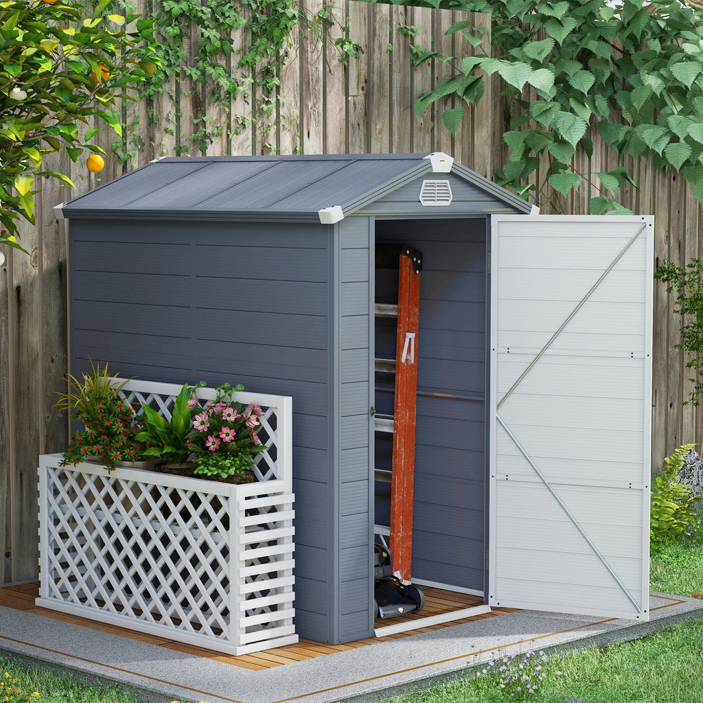 ResiHaven 4.5' x 6' Aluminum Frame Storage Shed with Galvanized Foundation, Light Grey