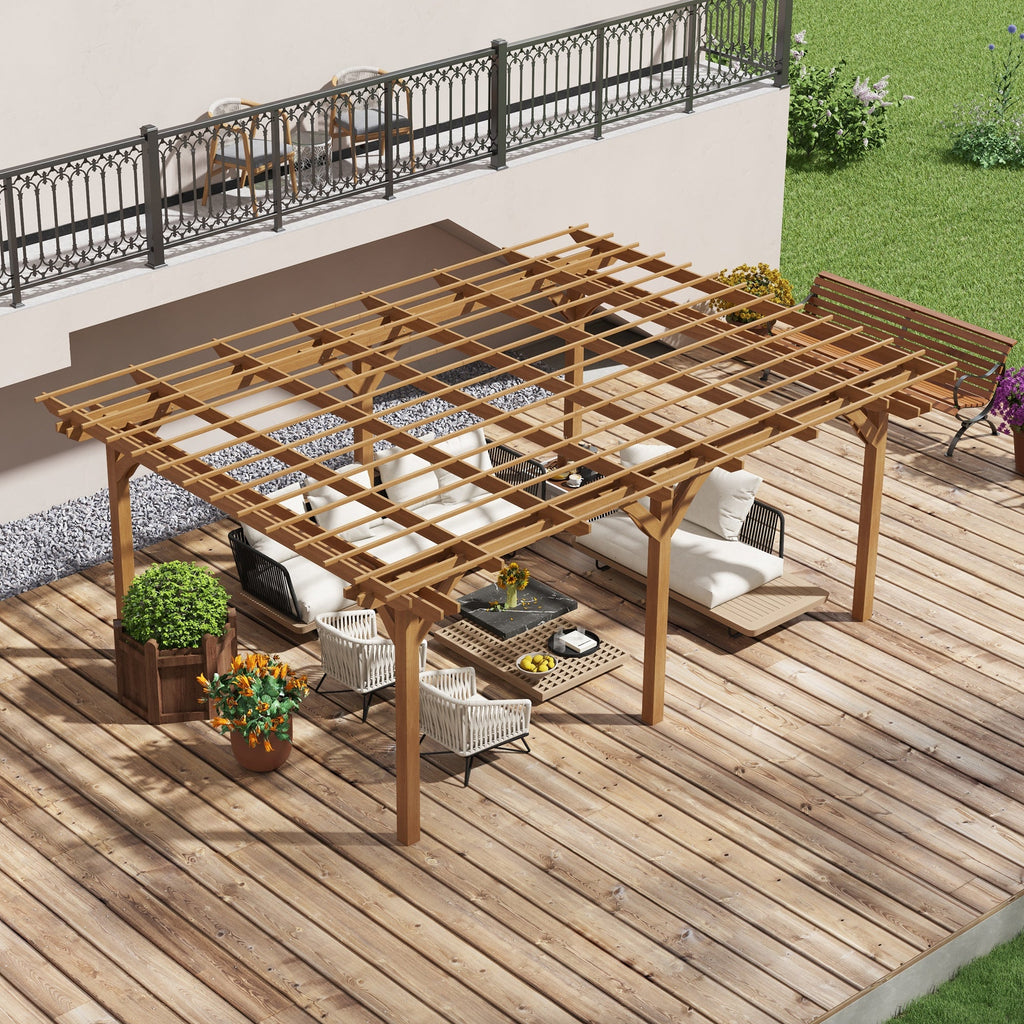 PerArbor 12' x 16' Wood Pergola for Climbing Plants at Garden, Backyard, Brown