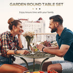 3 Piece Outdoor Bistro Set, 2 Chairs and A Round Coffee Table w/ Parasol Hole, Bronze