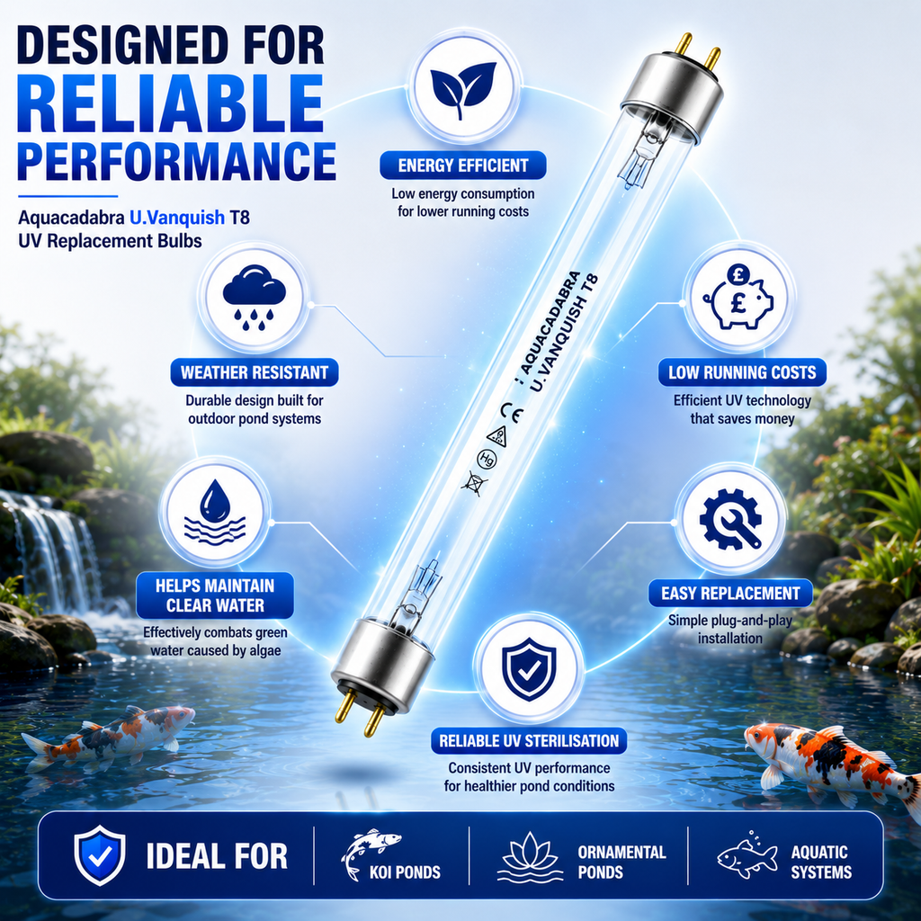 Aquacadabra U.Vanquish T8 UV Replacement Bulb for Pond Clarifiers – 15W to 75W