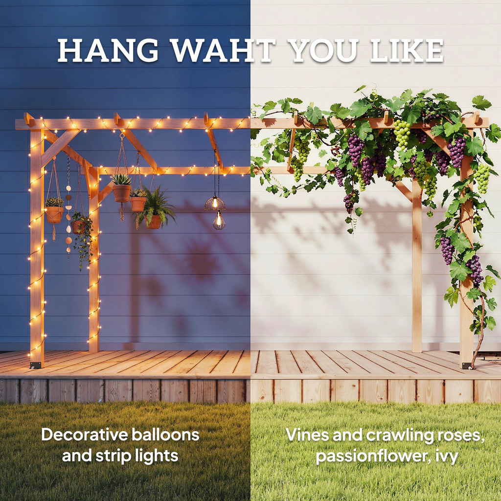 PerArbor 4 x 3 m Wooden Pergola Kit, Garden Pergola Gazebo Grape Trellis with Triangle Supports