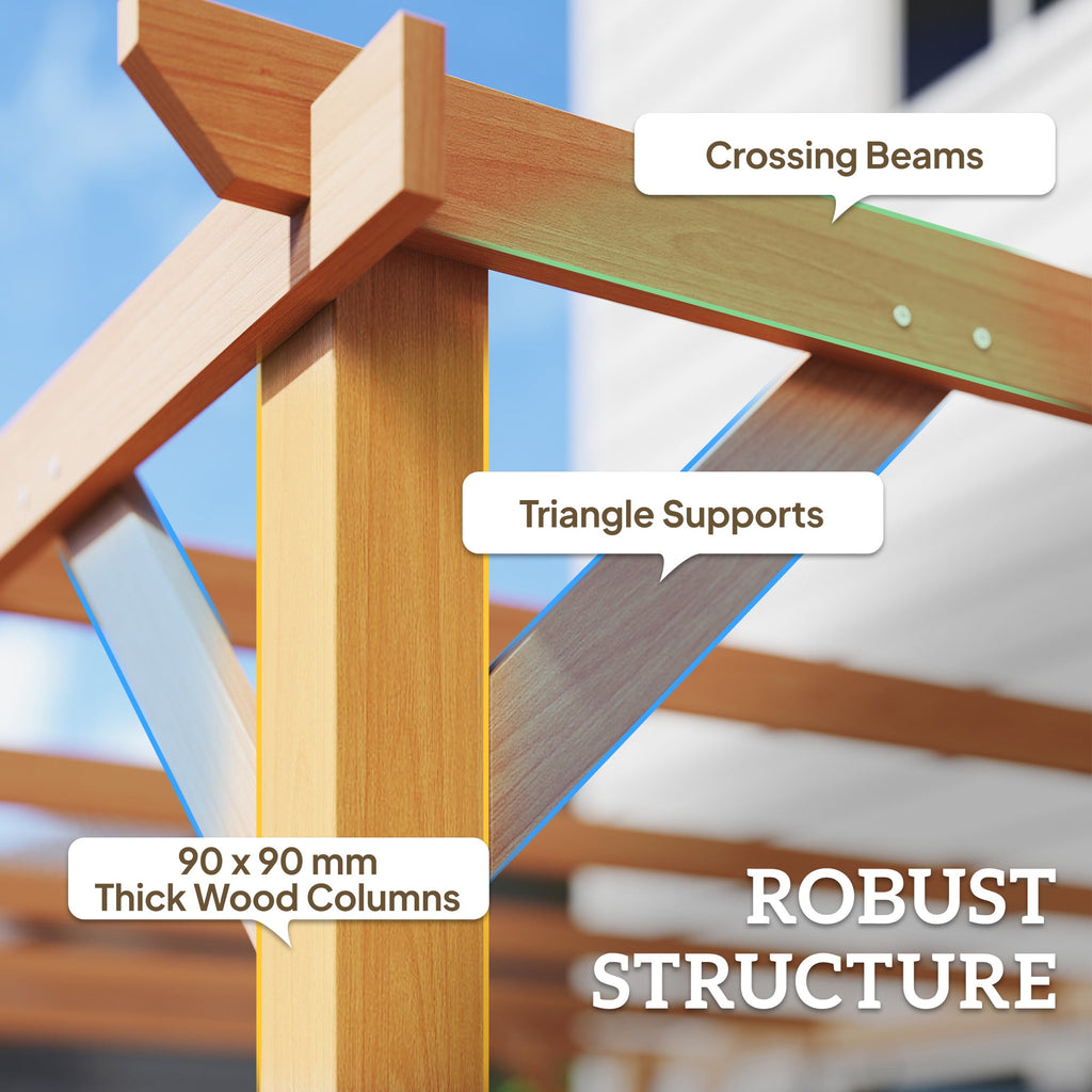 PerArbor 4 x 3 m Wooden Pergola Kit, Garden Pergola Gazebo Grape Trellis with Triangle Supports