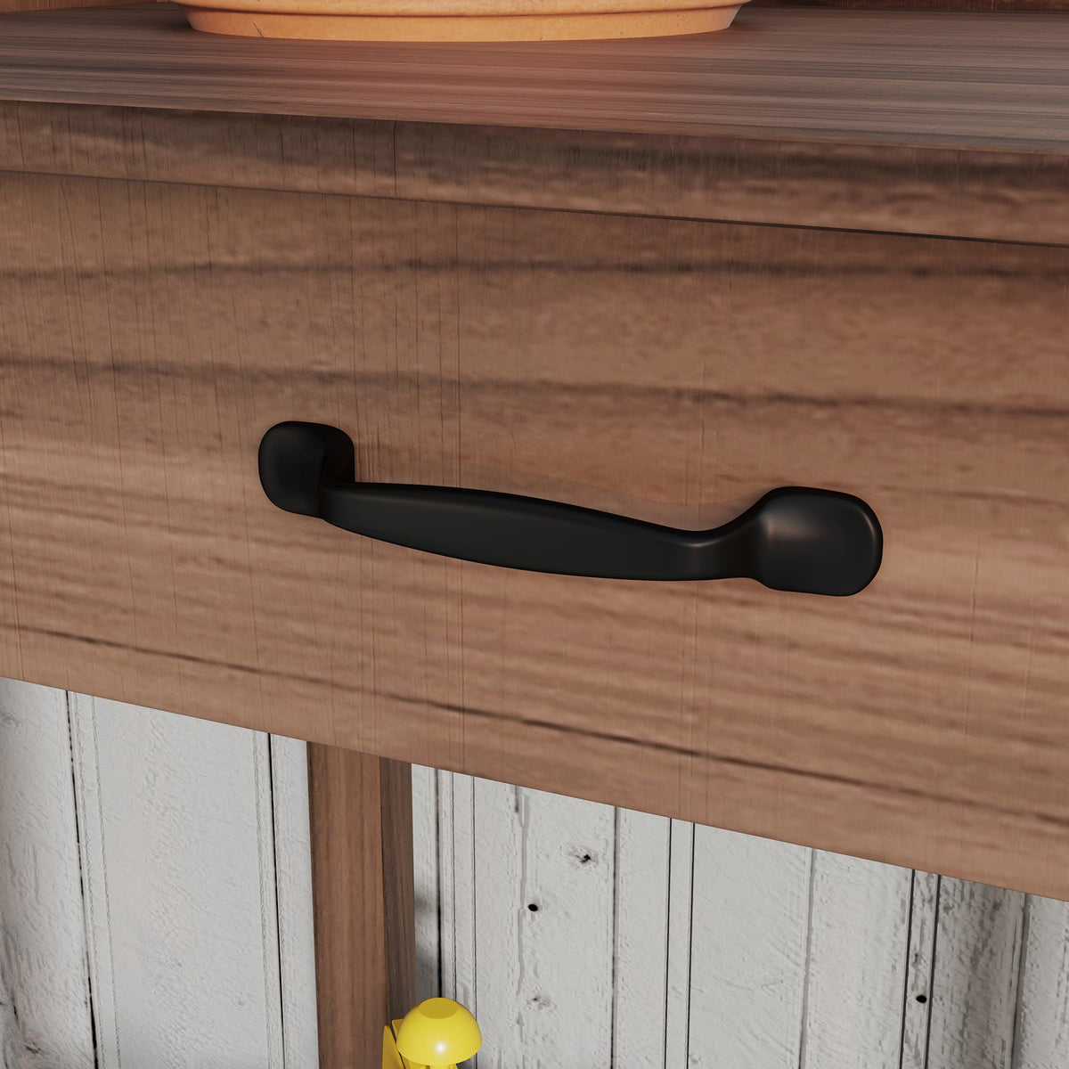 Potting Bench Table with Storage Shelves, Removable Sink, Faucet and Drawer, Dark Brown