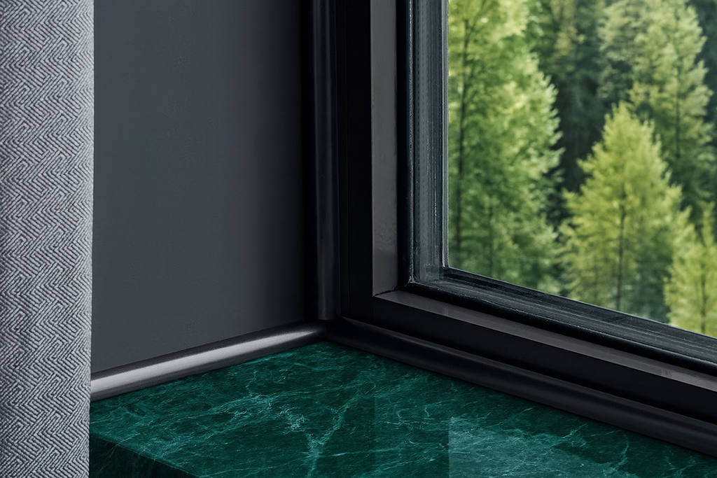 1m & 2.5m Length – uPVC 18mm Quadrant Trim Moulding Decorative Flooring Window Edge Beading Worktop Strip