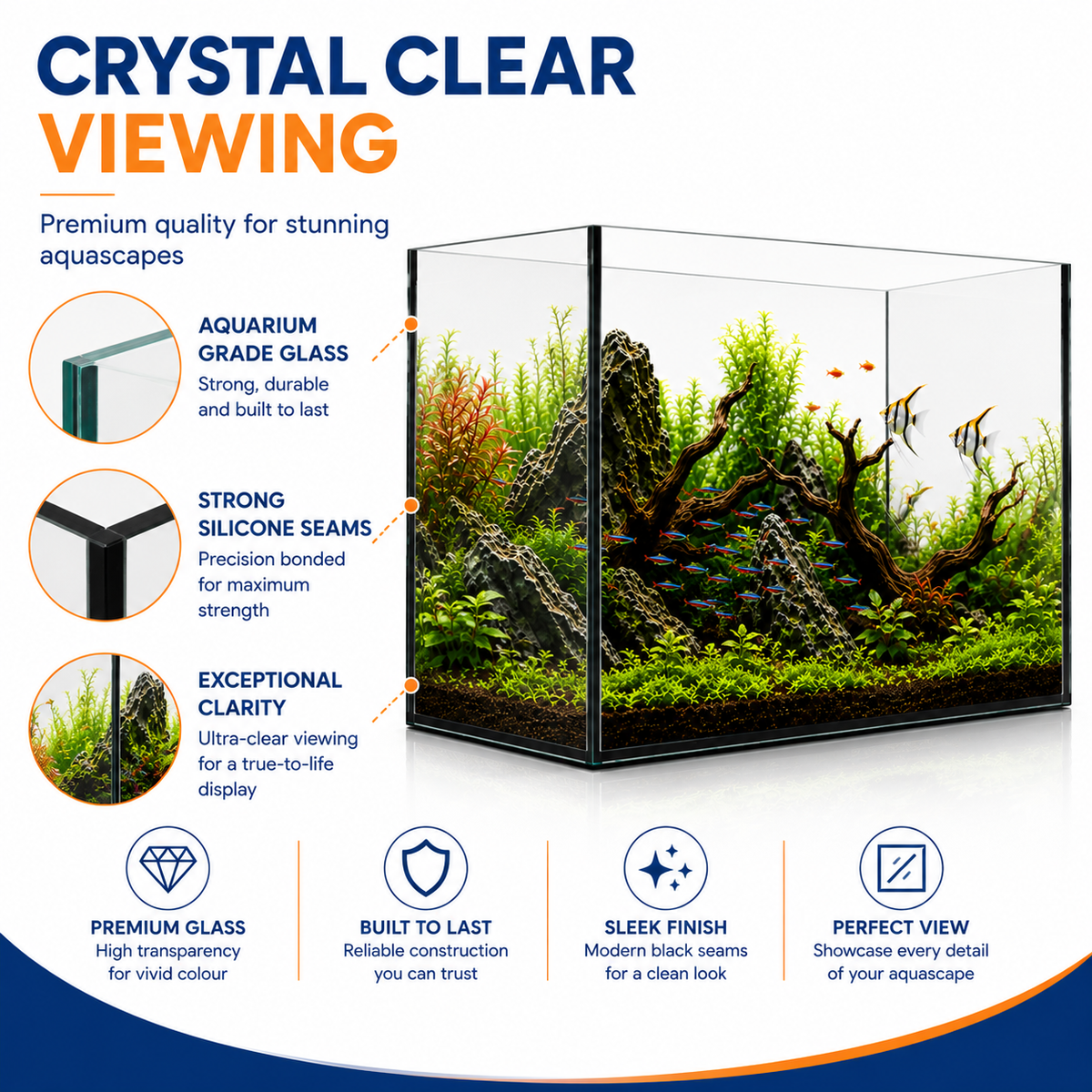 Aquael 25L Glass Aquarium Fish Tank - 41x25x25cm
