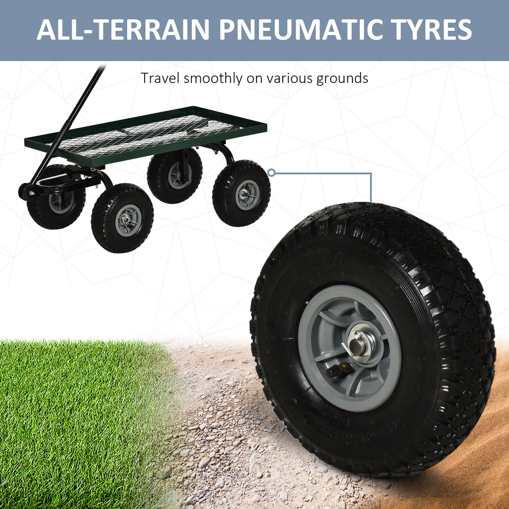 Heavy Duty Garden Wagon with 10" Wheels and Rotating Handle, 330 lb Capacity, Black