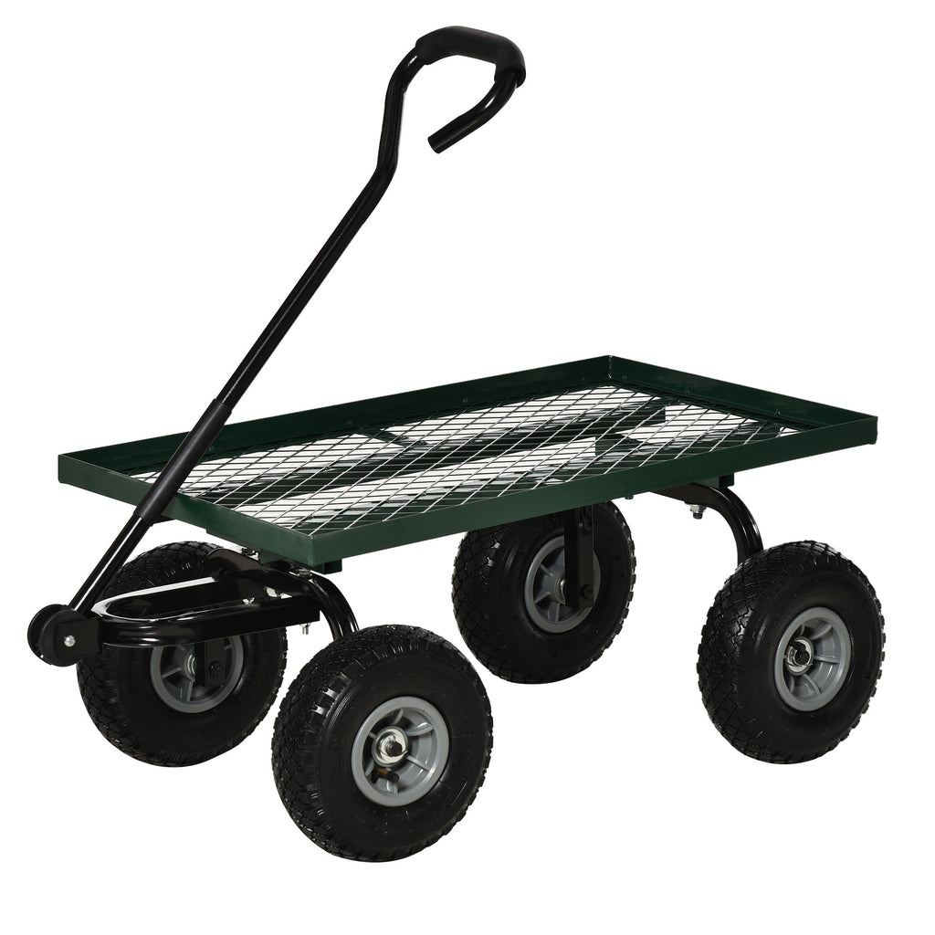 Heavy Duty Garden Wagon with 10" Wheels and Rotating Handle, 330 lb Capacity, Black