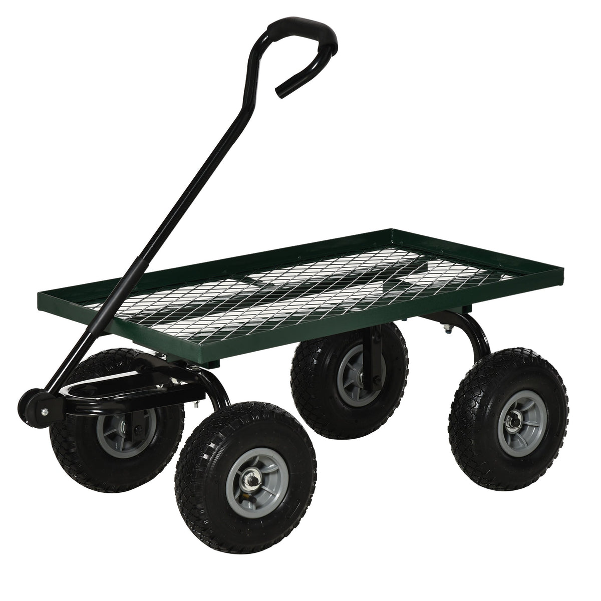 Heavy Duty Garden Wagon with 10" Wheels and Rotating Handle, 330 lb Capacity, Black