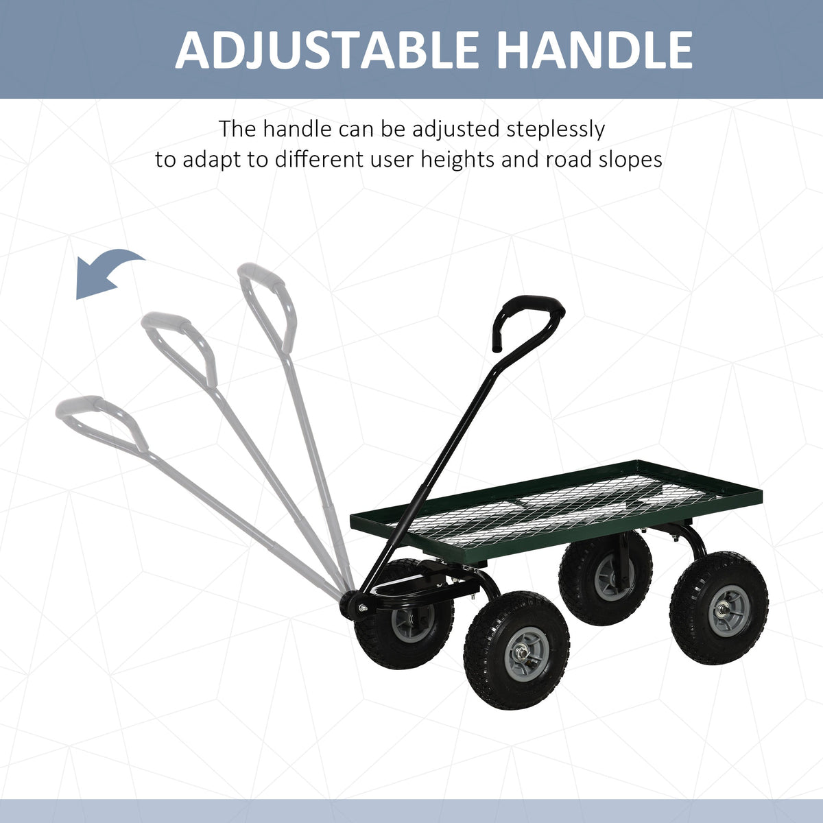 Heavy Duty Garden Wagon with 10" Wheels and Rotating Handle, 330 lb Capacity, Black