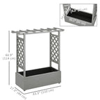Wood Raised Garden Bed with Trellis, Hanging Roof, Drainage Holes and Liner,43.3" x 17.3" x 44.9", Grey