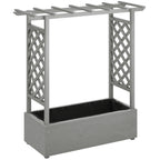 Wood Raised Garden Bed with Trellis, Hanging Roof, Drainage Holes and Liner,43.3" x 17.3" x 44.9", Grey