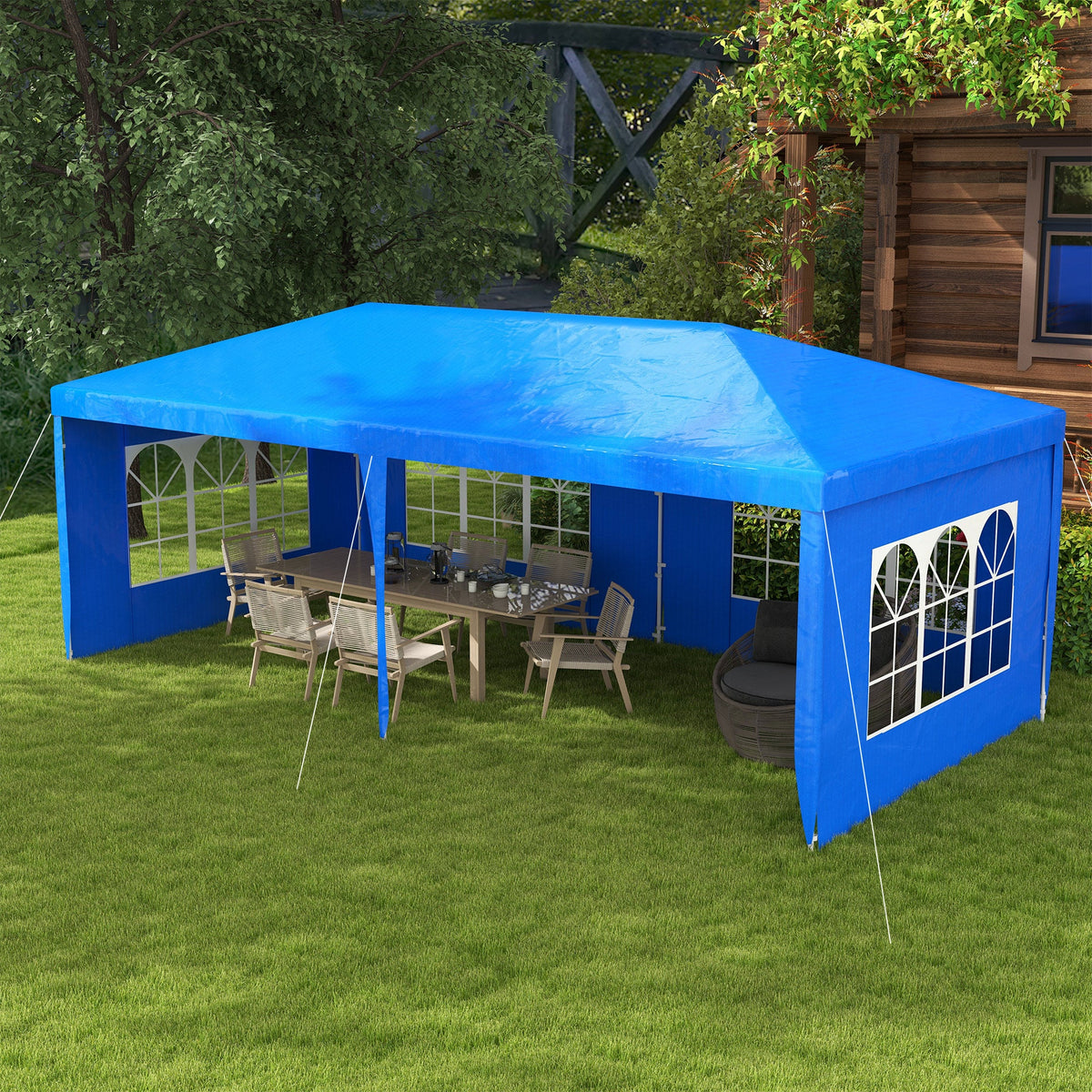 10' x 20' Large Party Tent with Removable Windows & Canopy, Blue