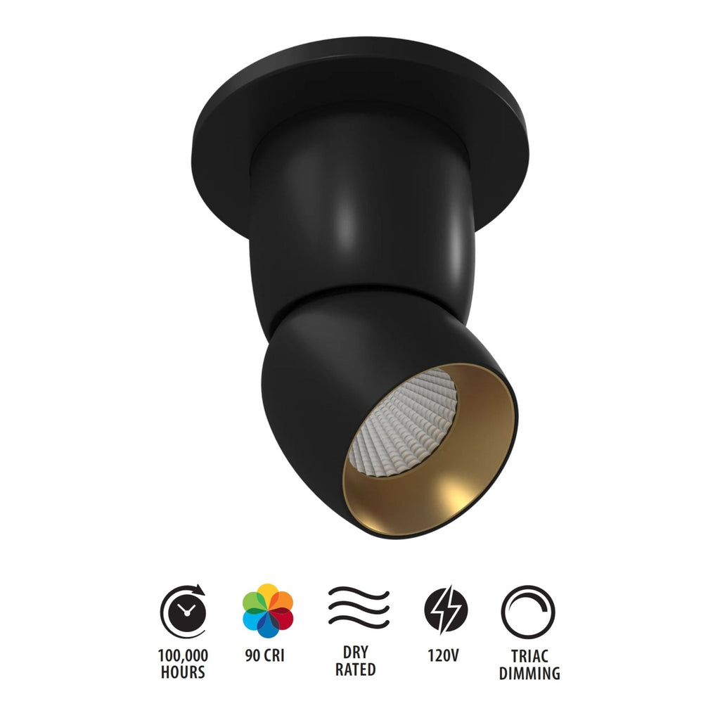 RAB ARC Surface Mount Spot, Black, 3000K, 776 Lumens, 36° Optics