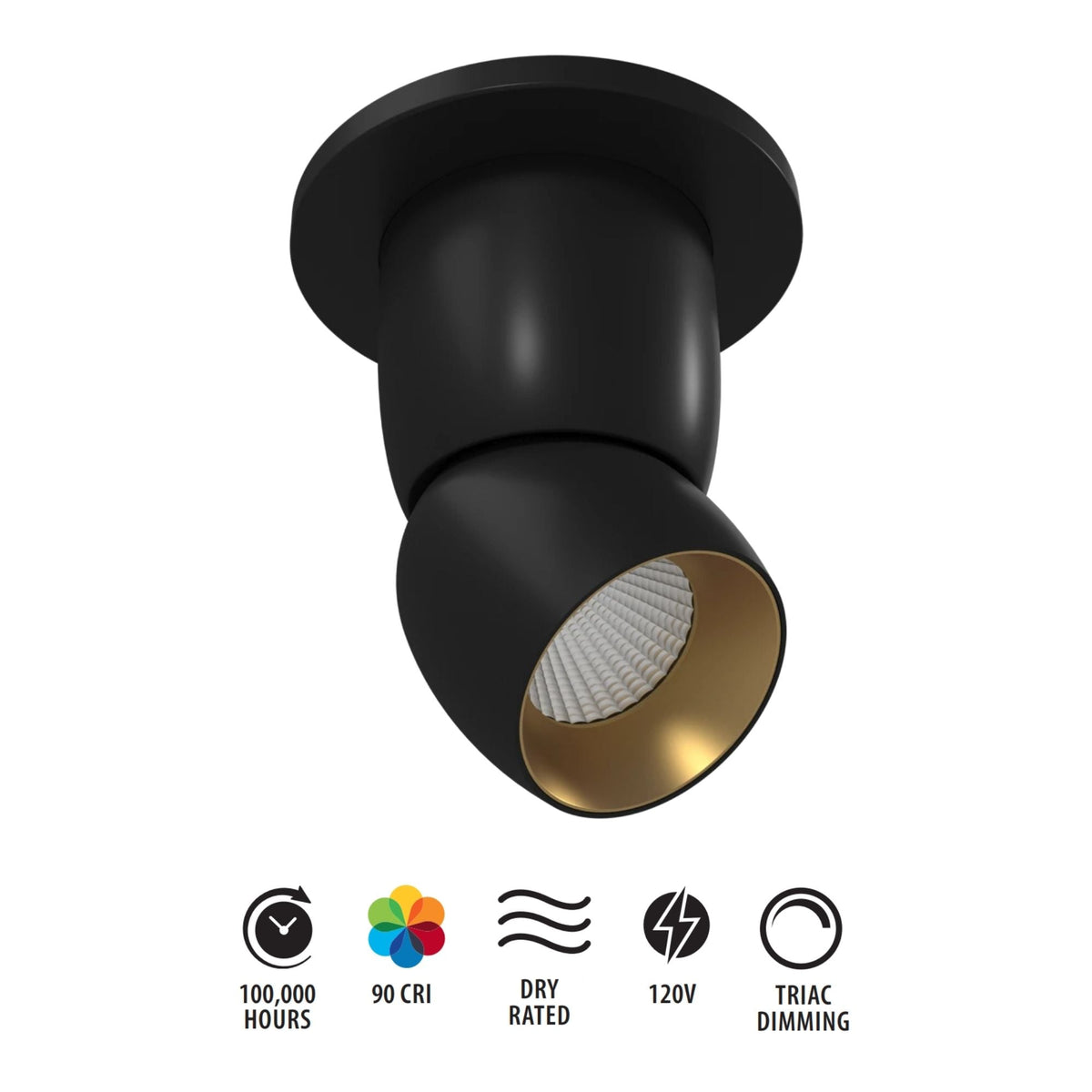 RAB ARC Surface Mount Spot, Black, 3000K, 776 Lumens, 36° Optics