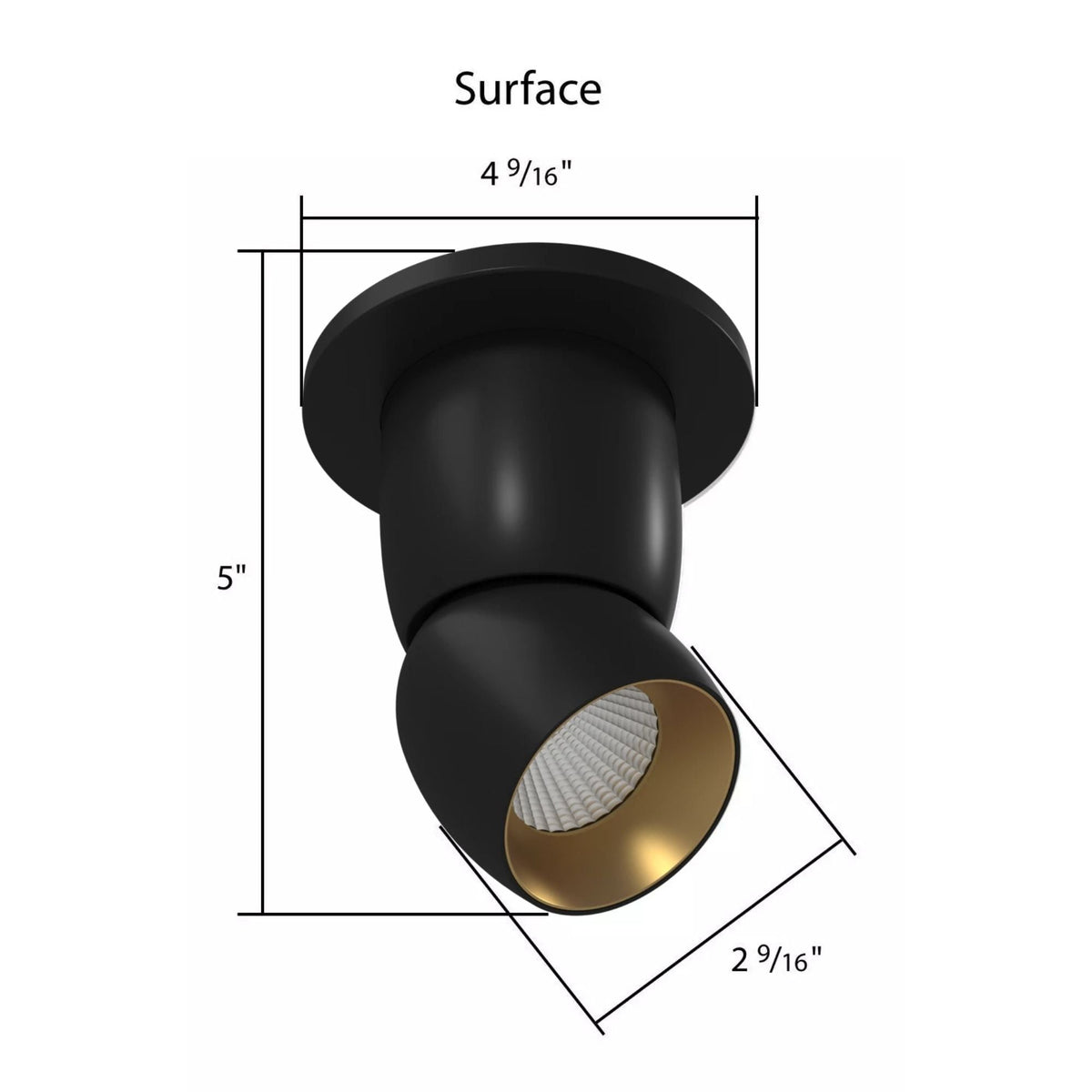 RAB ARC Surface Mount Spot, Black, 3000K, 776 Lumens, 36° Optics