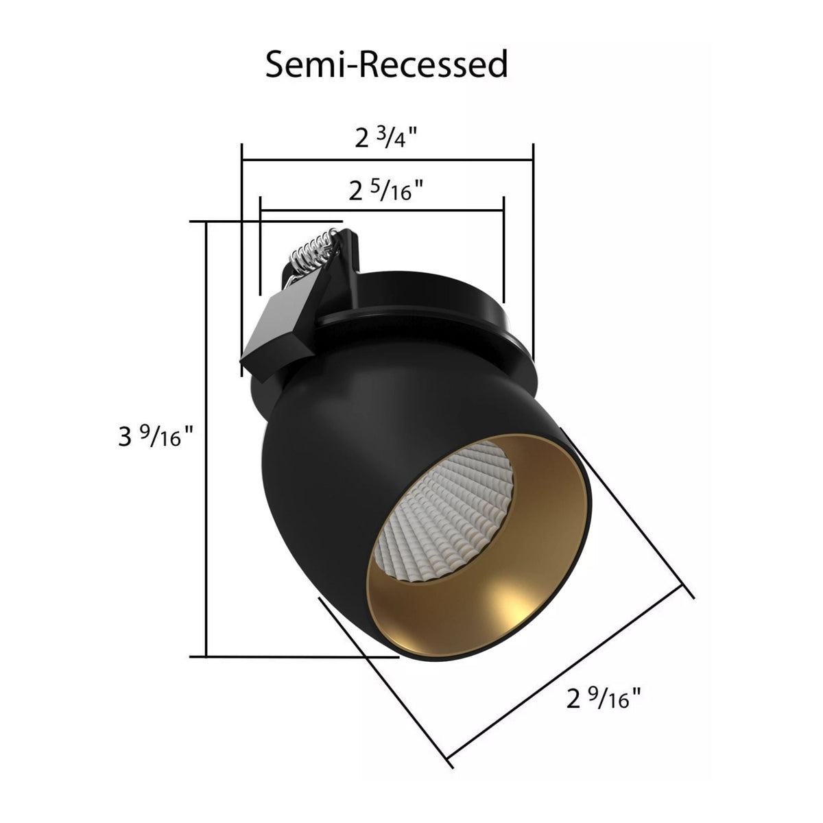 RAB ARCRMB 10W 785 Lumens Semi-Recessed Downlight Track Head, Black