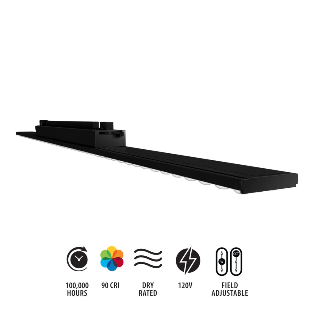 RAB TKBEAM4B 4ft Linear Track Head, H-Type, Black, Selectable CCT, 8190 Lumens, 90° Optics