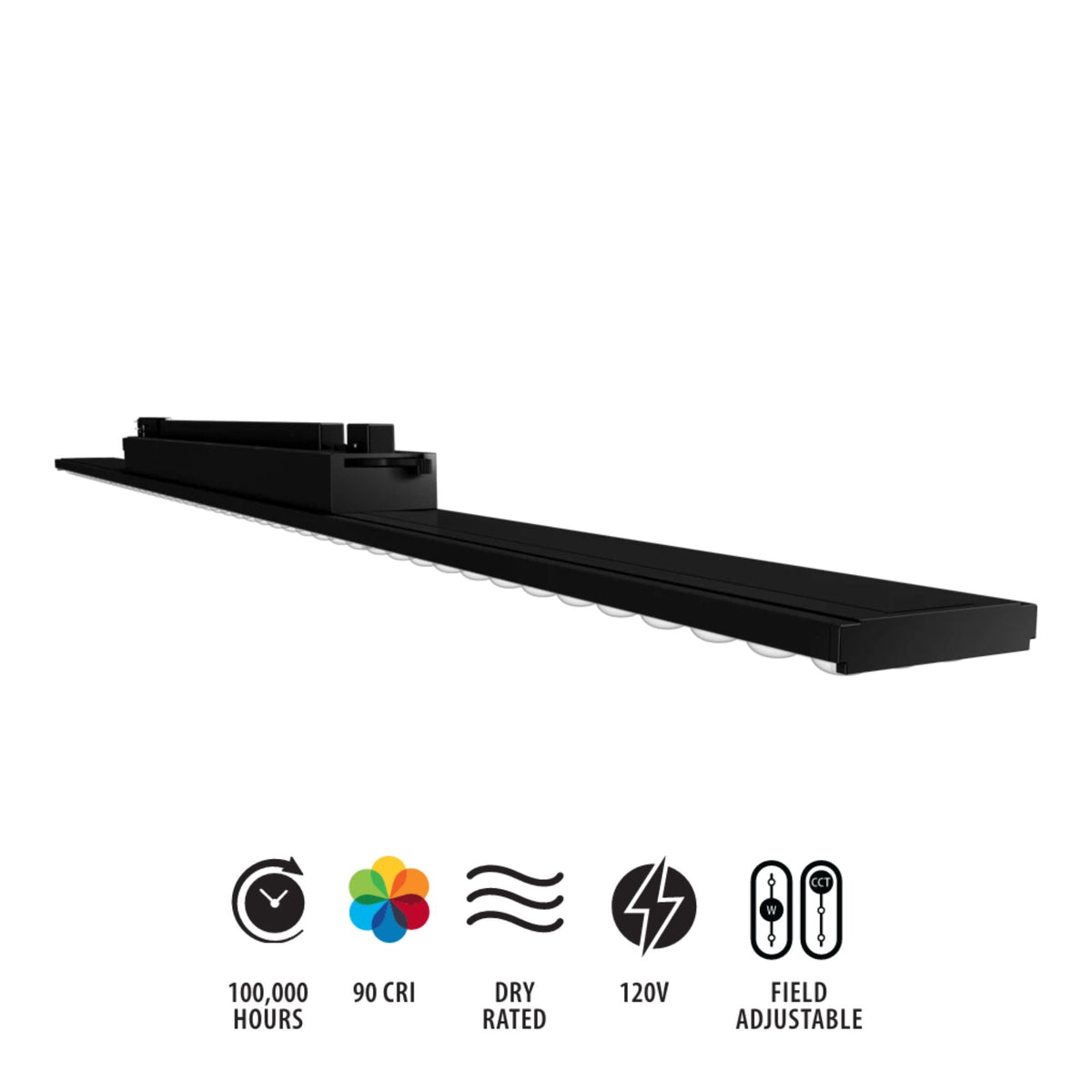 RAB TKBEAM4B 4ft Linear Track Head, H-Type, Black, Selectable CCT, 8190 Lumens, 90° Optics