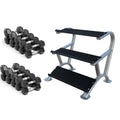 7kg-25kg Rubber Hex Dumbbells Set + Rack
