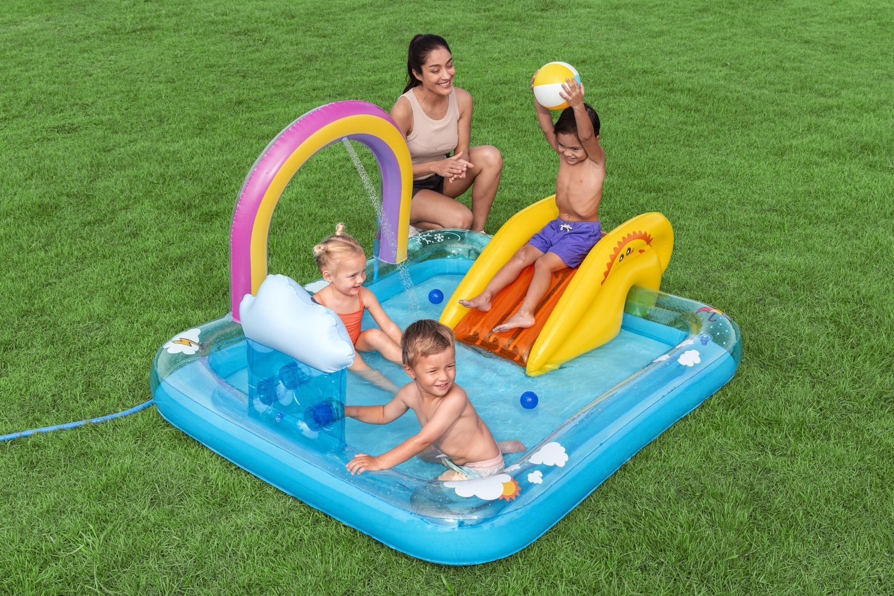 Rainbows 'n' Rays Inflatable Paddling Pool with Play Centre