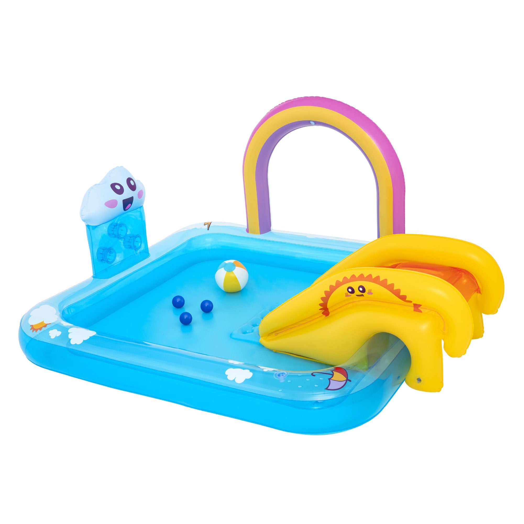 Rainbows 'n' Rays Inflatable Paddling Pool with Play Centre