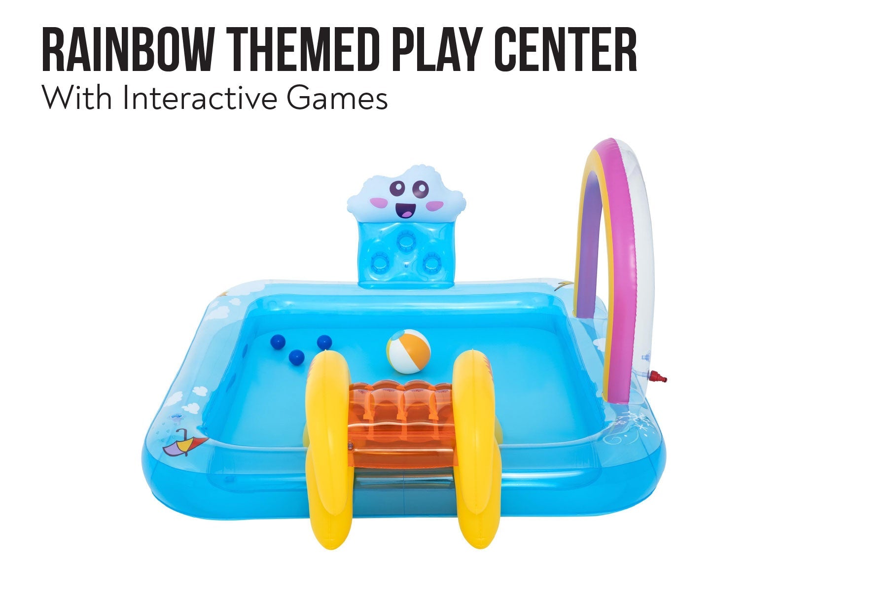 Rainbows 'n' Rays Inflatable Paddling Pool with Play Centre