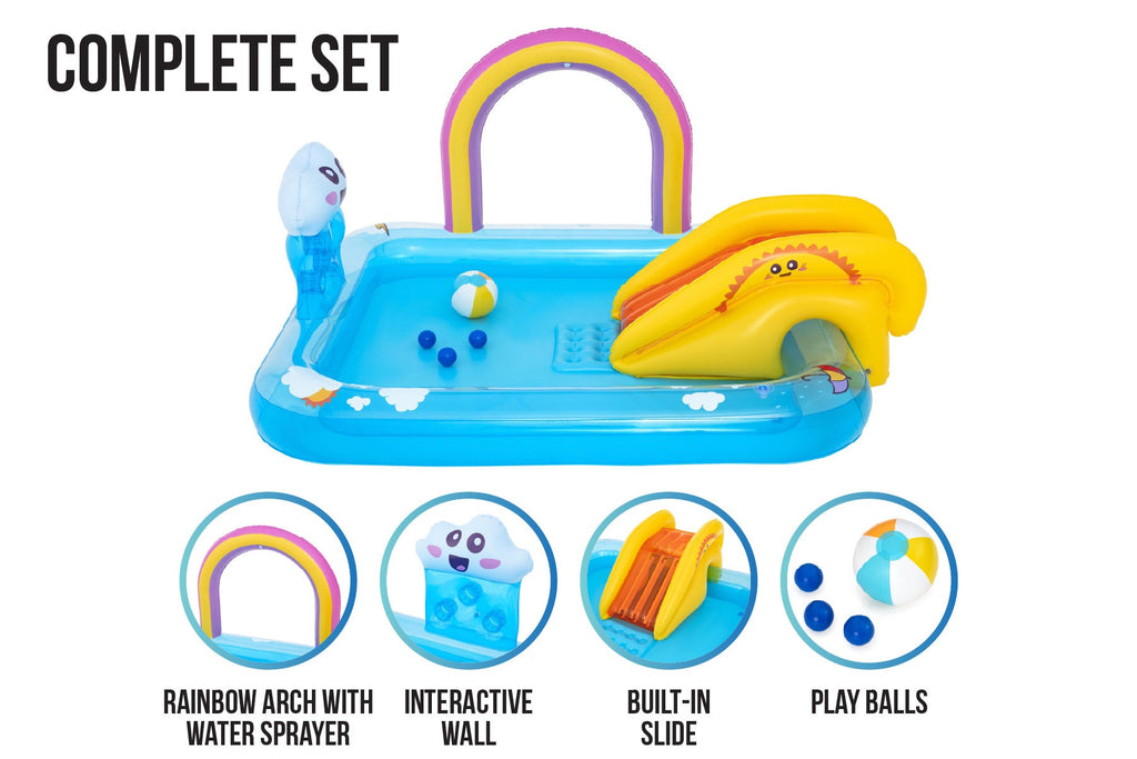 Rainbows 'n' Rays Inflatable Paddling Pool with Play Centre