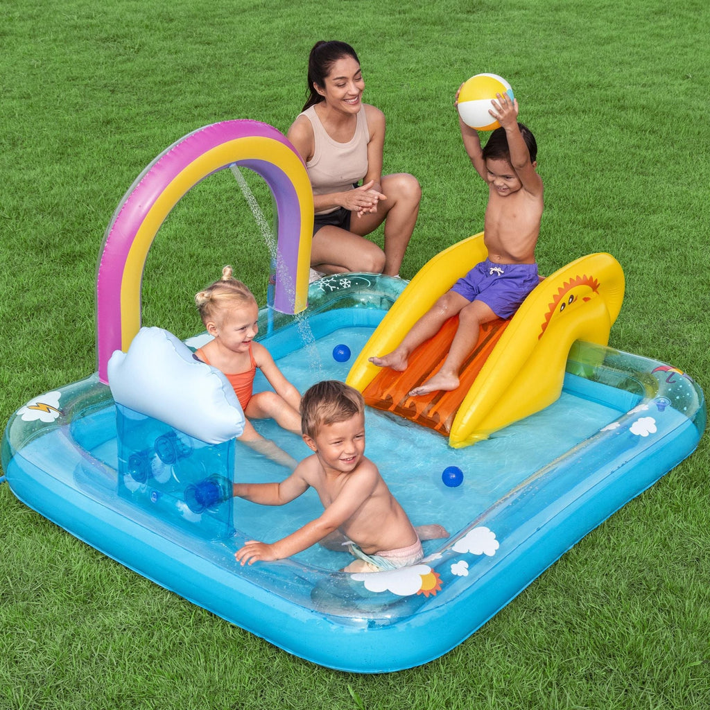 Rainbows 'n' Rays Inflatable Paddling Pool with Play Centre