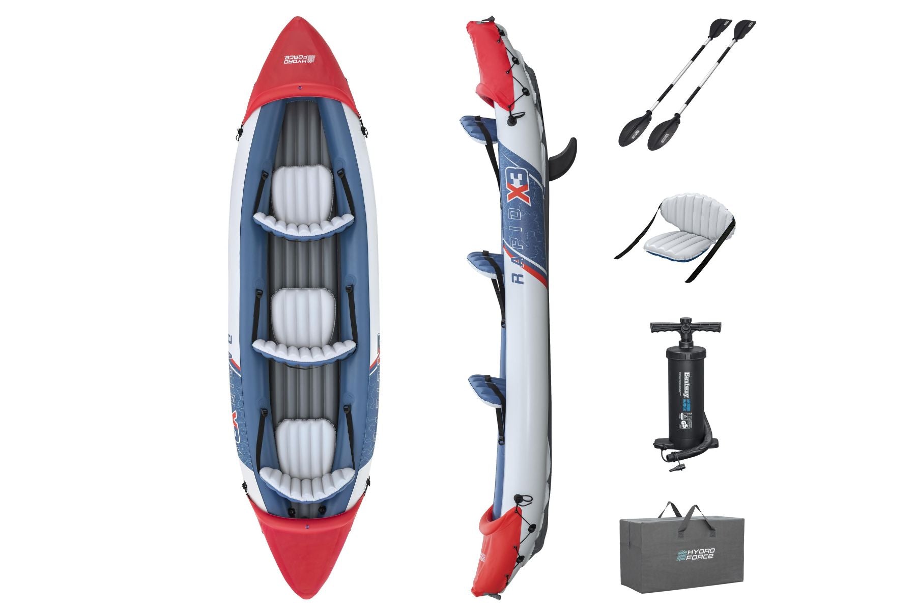 Hydro-Force 3 Person Inflatable Kayak Set - Rapid X3