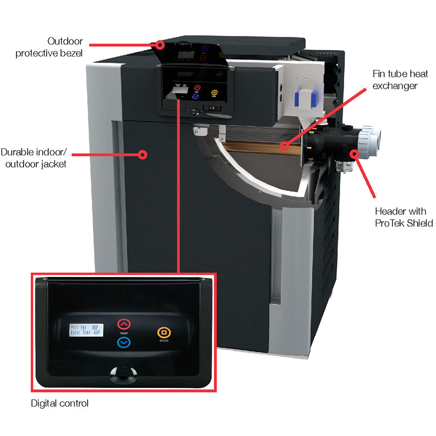 Raypak 399K BTU Digital Propane Gas Pool Heater, Electronic Ignition - 009227