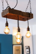 Reclaimed Wooden Beam Chandelier Cluster Pendant Light - MooBoo Home Lighting