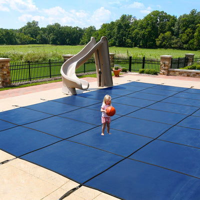 16' x 32' Deluxe Mesh Rectangle Safety Pool Cover - 20-Year - 99% Sun Block - Center End Step
