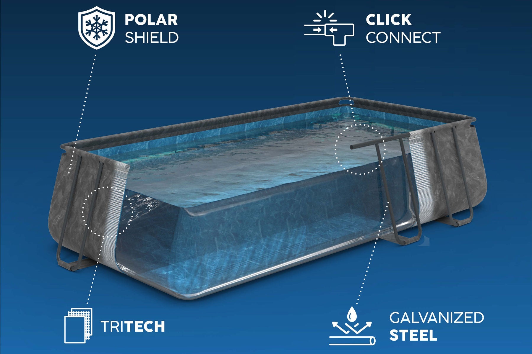 18ft x 52in Grey Rectangular APX 365 Steel Above Ground Pool Set