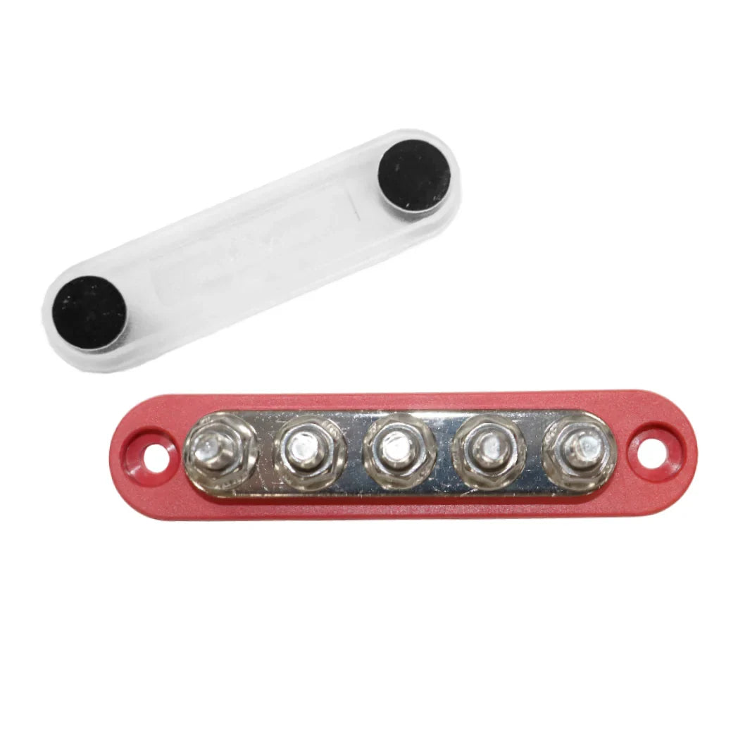 Exotronic 150A Red 5x M6 Stud Busbar with Cover