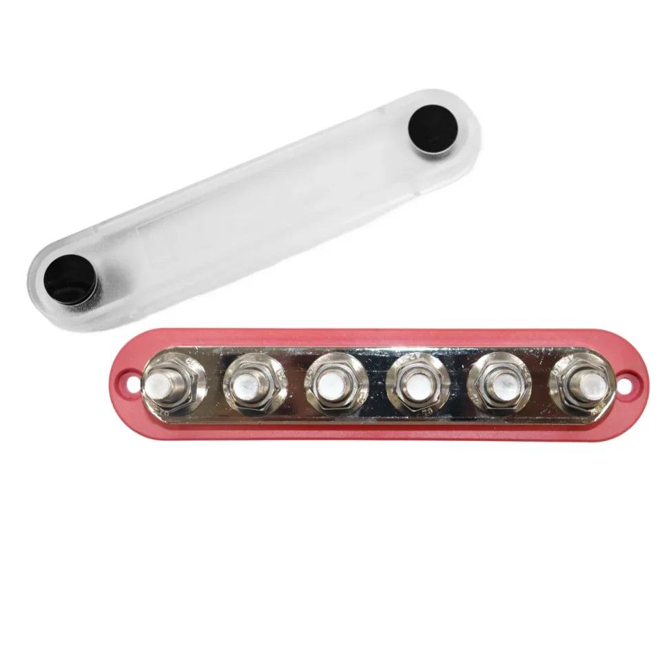 Exotronic 300A Red 6x M10 Stud Busbar with Cover