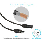 Renogy 12AWG Solar Panel Extension Cable with Male to Female Solar Connectors (Single)