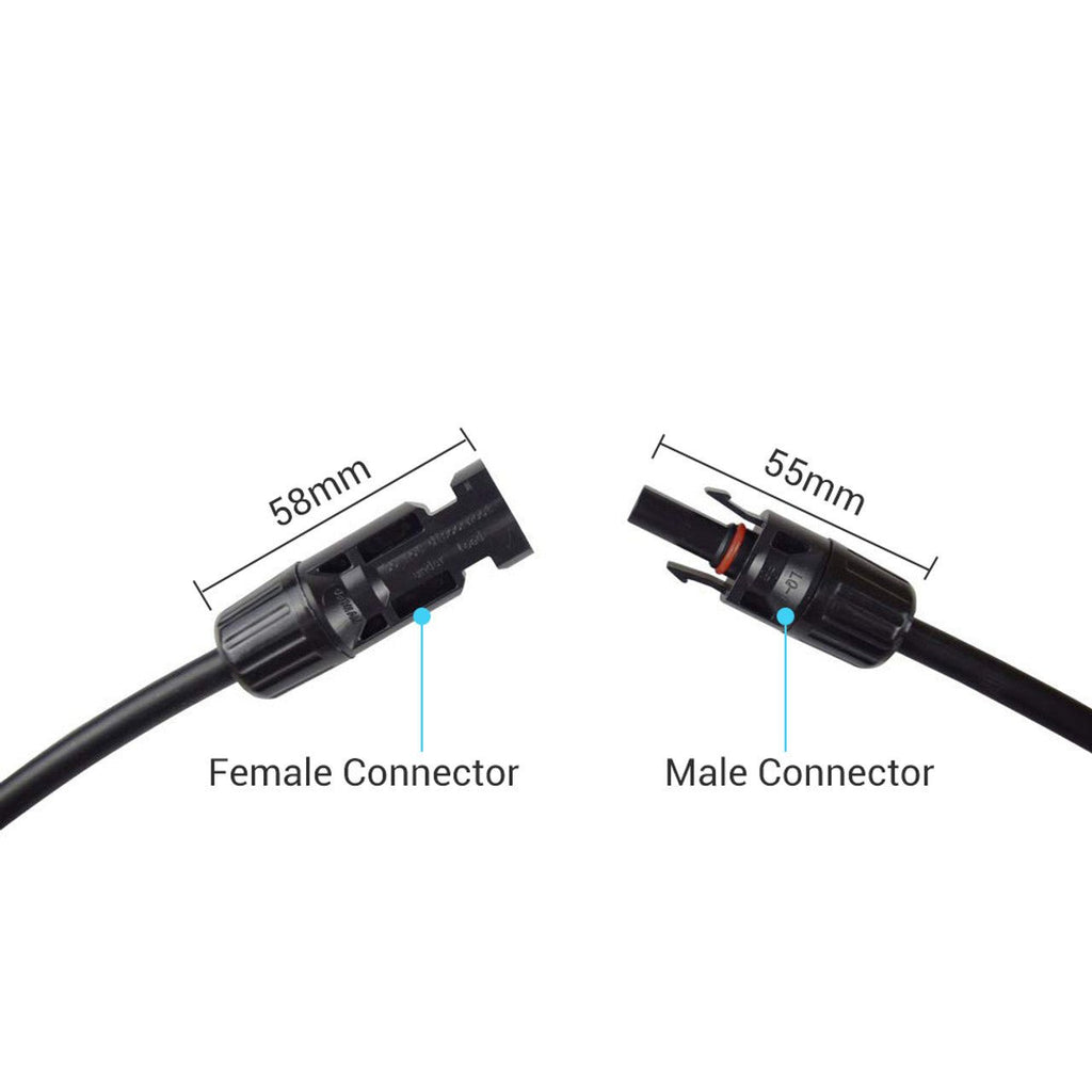 Renogy 12AWG Solar Panel Extension Cable with Male to Female Solar Connectors (Single)