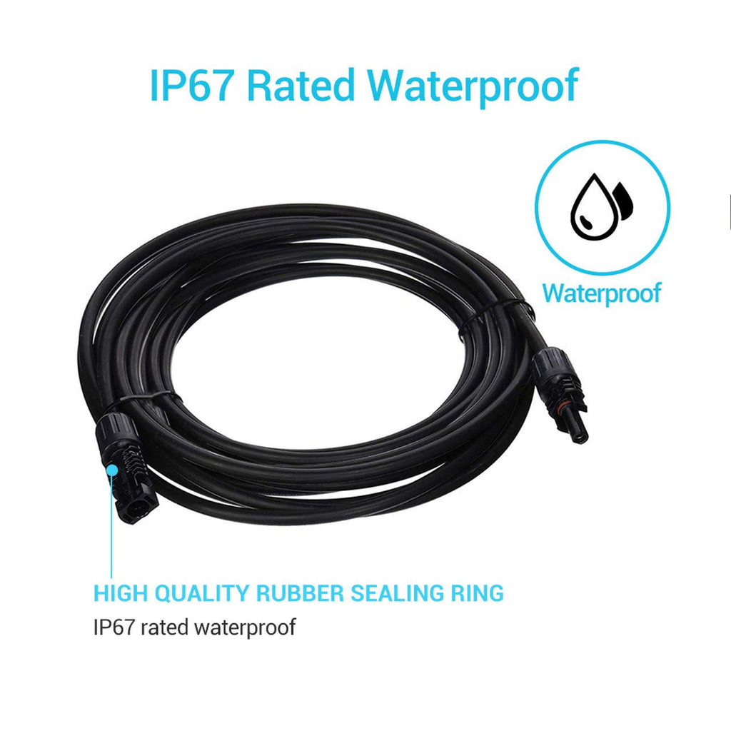 Renogy 12AWG Solar Panel Extension Cable with Male to Female Solar Connectors (Single)