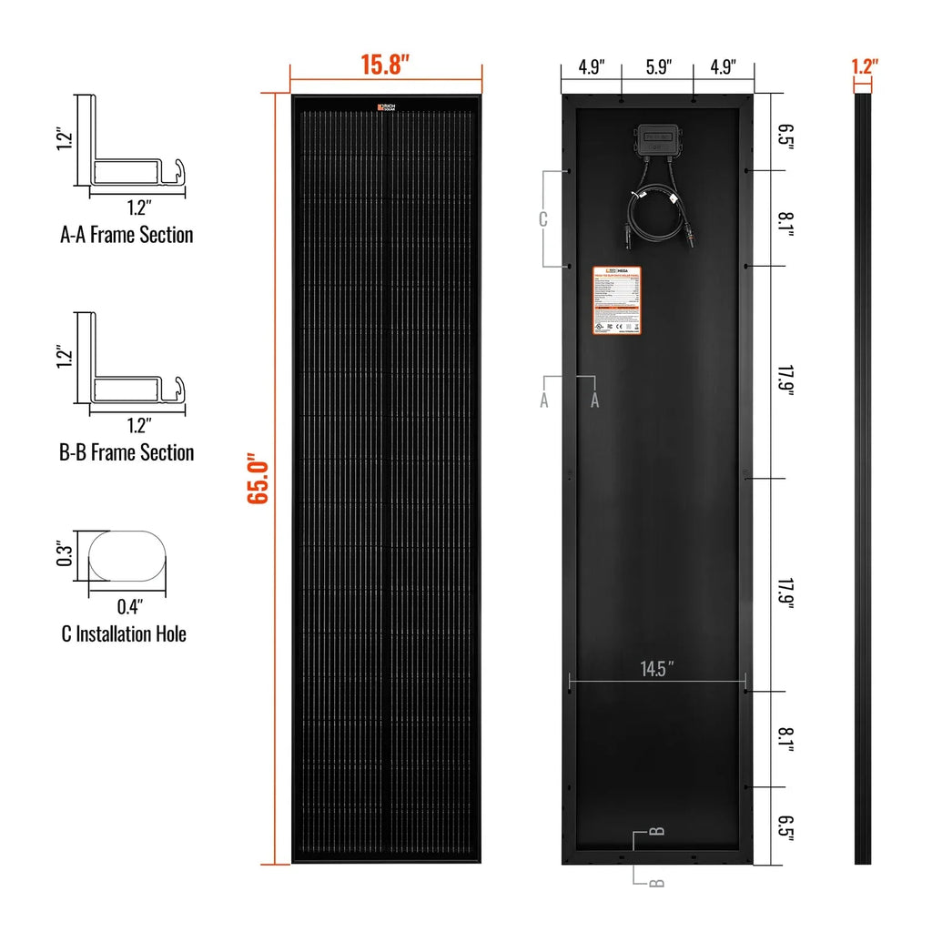 Rich Solar MEGA 130 SLIM ONYX 130W Slim Solar Panel