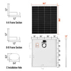 Rich Solar MEGA 175 PRO 175 Watt 24V Solar Panel with 20 FT MC4 Extension Cable Set