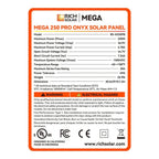 Rich Solar MEGA 250 PRO ONYX 250 Watt Monocrystalline Solar Panel UL Certified Black