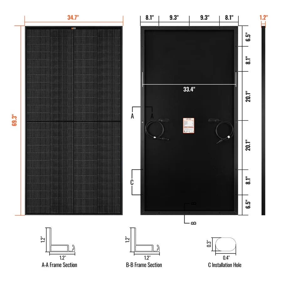 Rich Solar MEGA 335 PRO 335 Watt Monocrystalline Solar Panel