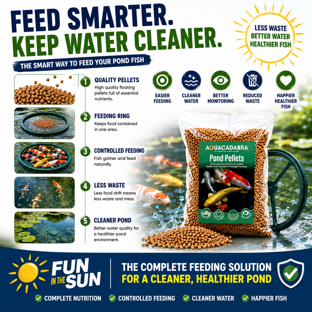 Aquacadabra Fun in the Sun Pond Feeding Bundle – Premium Pellets & Floating Feeding Ring