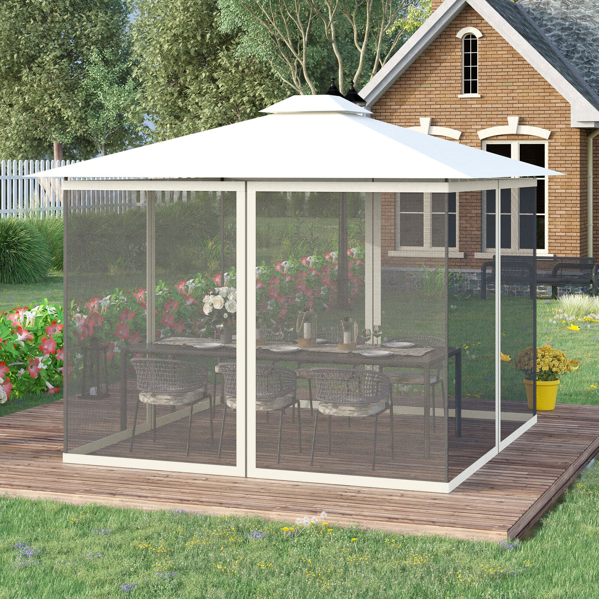 Replacement Mosquito Netting for Gazebo 10' x 10'with Zippers, White