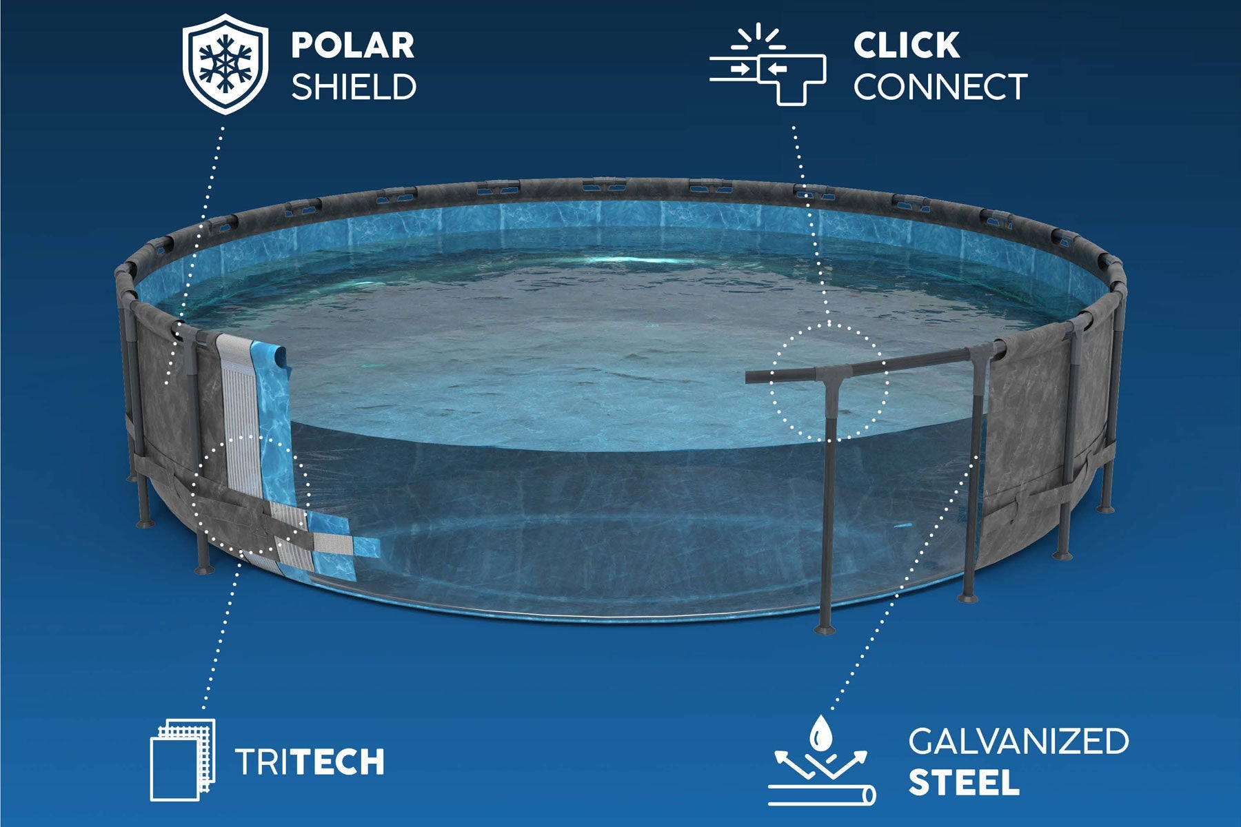 18ft x 52in Grey Round APX 365 Above Ground Pool Set