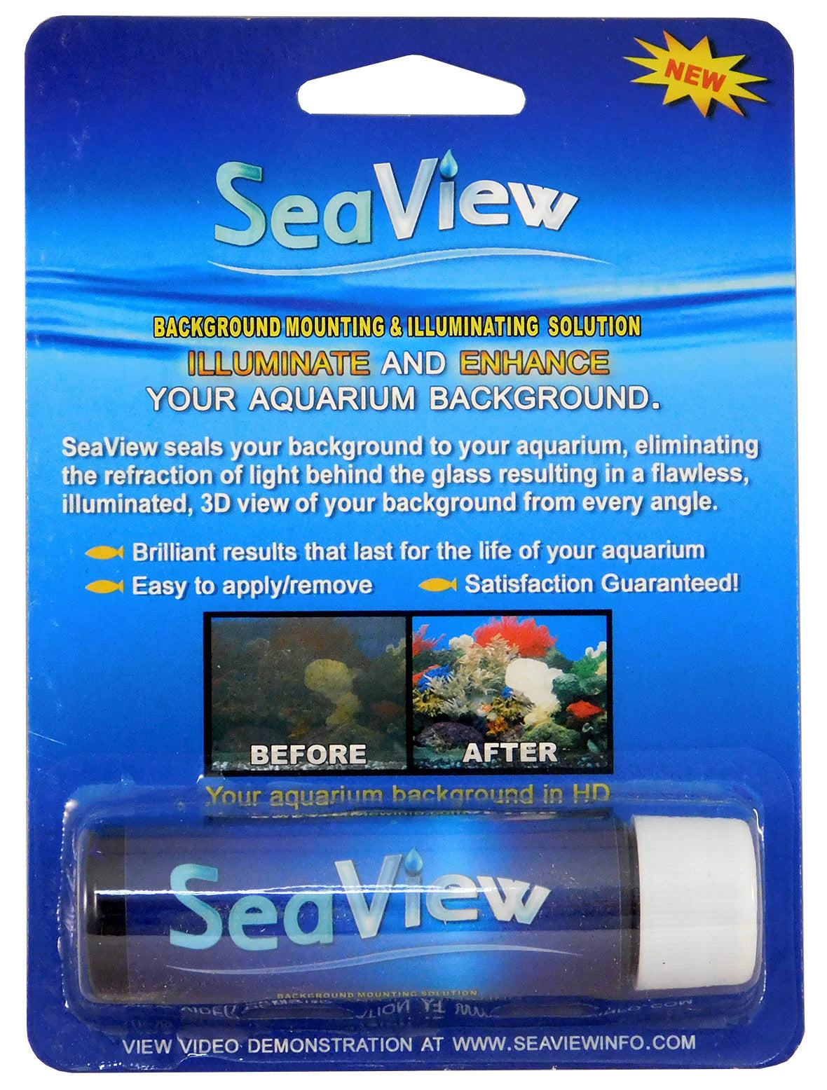 SeaView Aquarium Background Seal - 3D Effect, No Tape